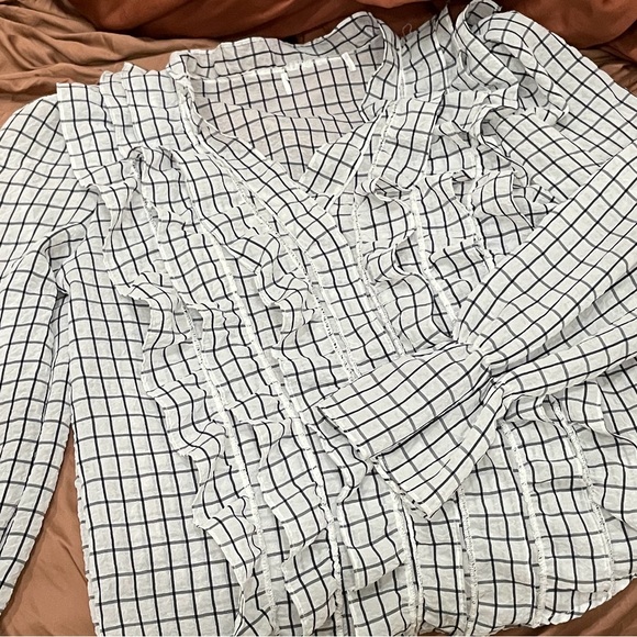 Plaid Ruffle Blouse - Picture 1 of 3